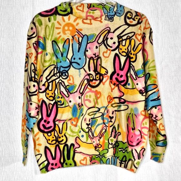 Rabbit Lightweight Crew Neckline Long Sleeves Multicolored & Yellow Knit Sweater - Picture 2 of 11